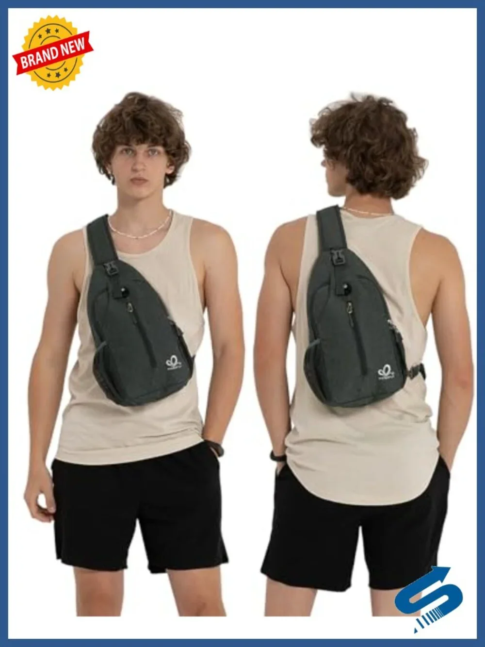Water-Resistant Crossbody Sling Backpack Hiking Travel Daypack